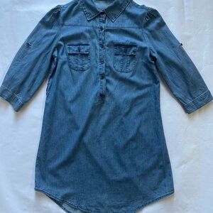 Midnight Sky Denim Button-Up Shirt Dress